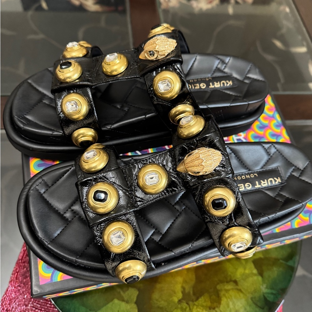Kurt Geiger orson Eagle head & Crystal studded slide sandals - Picture 7 of 8